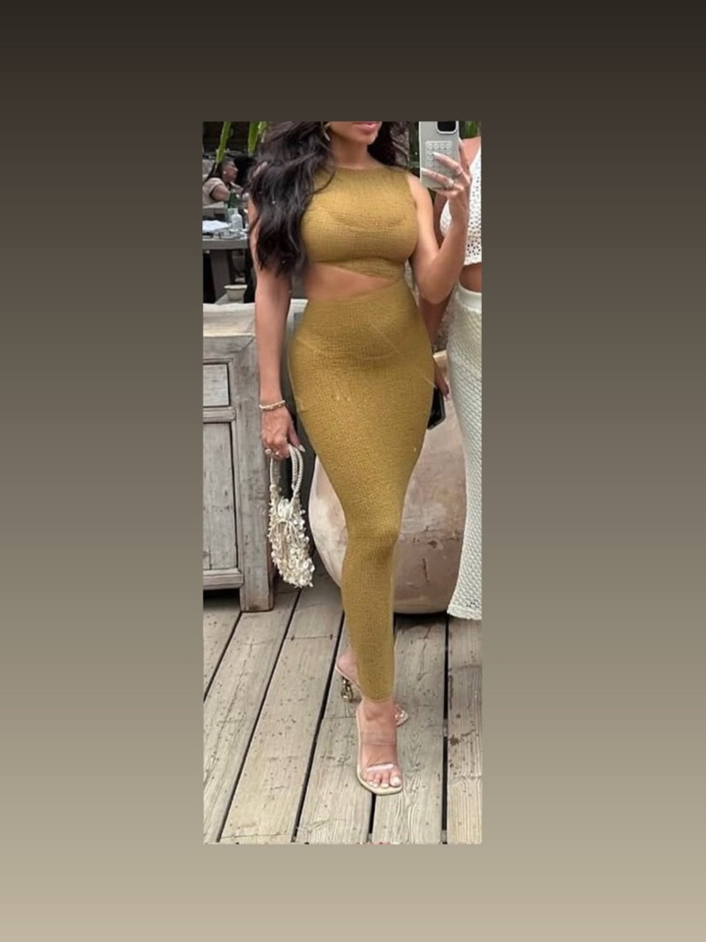 ZARA Cutout Bodycon Maxi Skirt - OLIVE GREEN